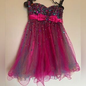 Let’s Fashion Dress Size Small Sequin Halter Homecoming Prom Mini Lined Tutu